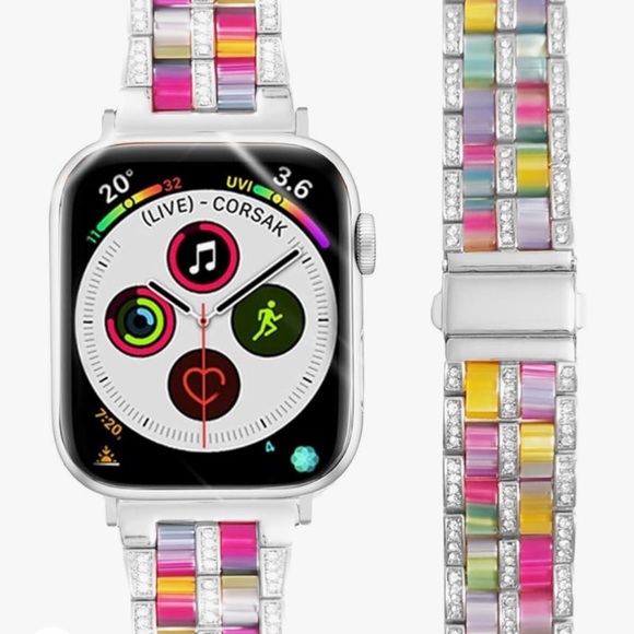 Luxury Resin Rhinestone Diamond Metal Steel Strap Band fits Apple Watch 38mm - Picture 3 of 6